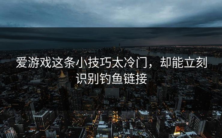 爱游戏这条小技巧太冷门，却能立刻识别钓鱼链接