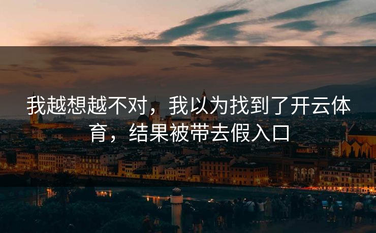 我越想越不对，我以为找到了开云体育，结果被带去假入口