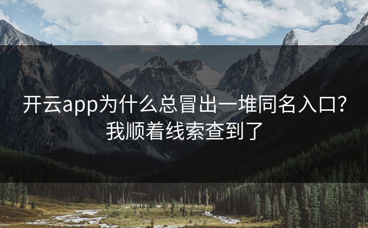 开云app为什么总冒出一堆同名入口?我顺着线索查到了 开云app为什么总冒出一堆同名入口?我顺着线索查到了
