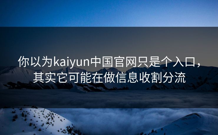 你以为kaiyun中国官网只是个入口，其实它可能在做信息收割分流